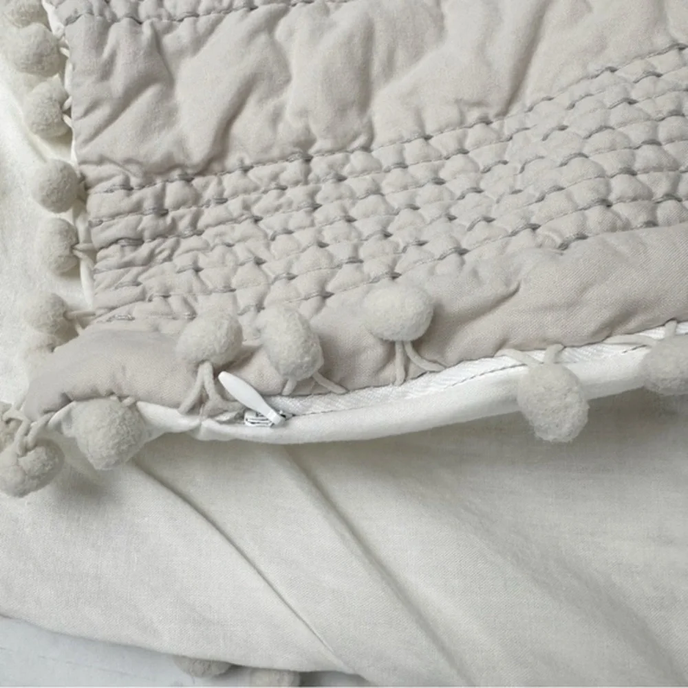 2 Bee & Willow gray quilted tassel standard pillow shams